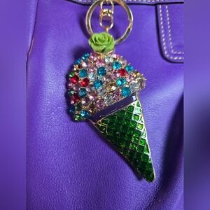 Rhinestone I ce Cream Cone Bag Charm